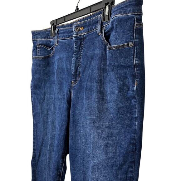 Talbots Straight Leg Womens Dark Wash Stretch Raw Hem High Rise Jeans sz 16 - Picture 10 of 16